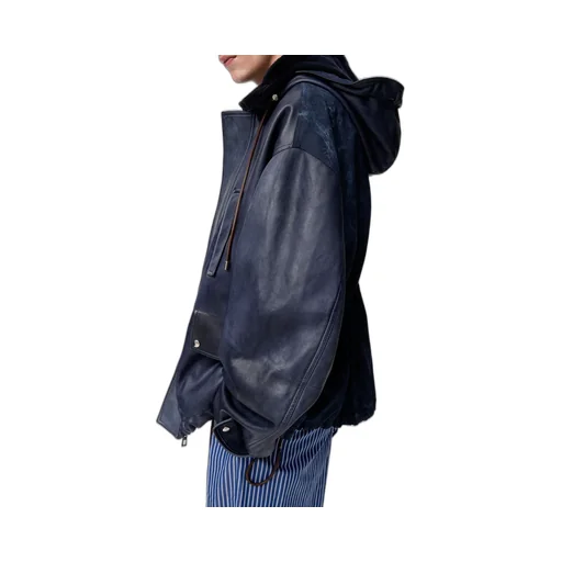 Short Parka In Nappa Lambskin And Cotton