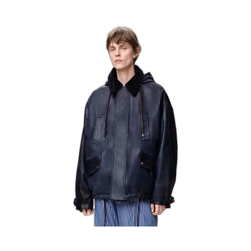 Short Parka In Nappa Lambskin And Cotton