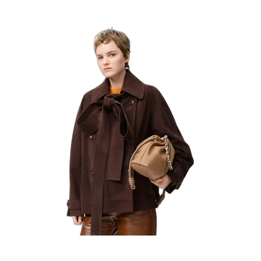 Bow Jacket In Suede Goatskin