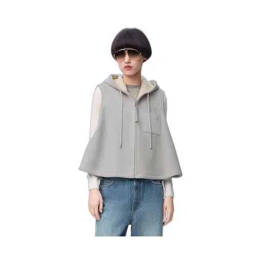 Hooded Vest In Shearling