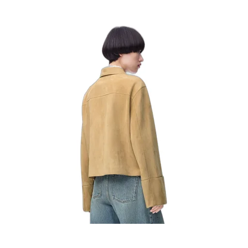 Turn-Up Jacket In Suede Lambskin