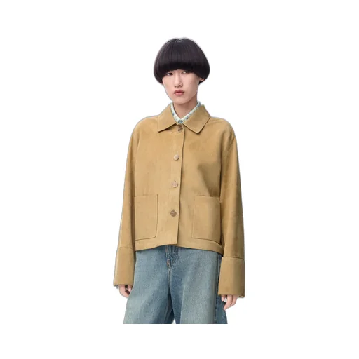 Turn-Up Jacket In Suede Lambskin