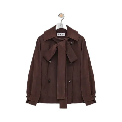Bow Jacket In Suede Goatskin