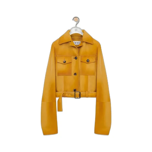 Cropped Jacket In Suede Lambskin