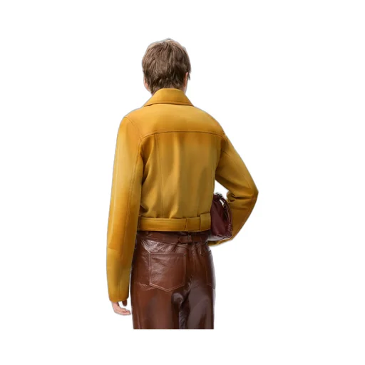 Cropped Jacket In Suede Lambskin