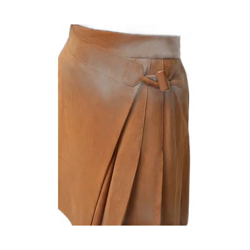 Pleated Mini Skirt In Suede Lambskin