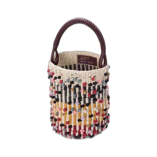 Bucket In Cord, Leather And Wool
