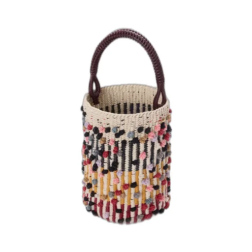 Bucket In Cord, Leather And Wool