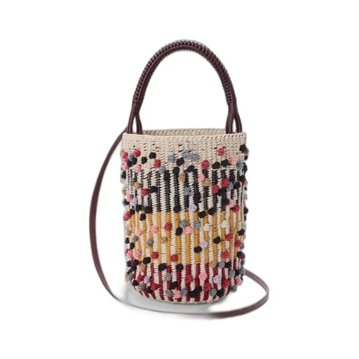 Bucket In Cord, Leather And Wool