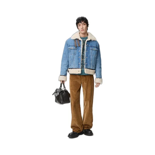 Trucker Jacket In Denim And Shearling