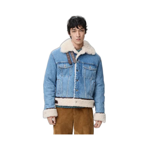 Trucker Jacket In Denim And Shearling