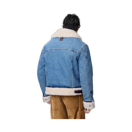 Trucker Jacket In Denim And Shearling