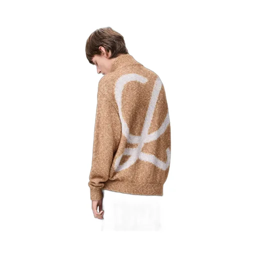 Zip-Up Cardigan In Cotton, Linen And Wool