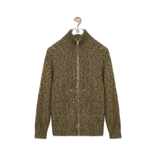 Zip-Up Cardigan In Cotton, Linen And Wool