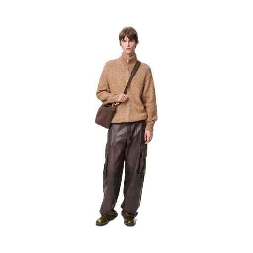 Zip-Up Cardigan In Cotton, Linen And Wool