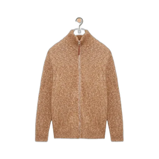 Zip-Up Cardigan In Cotton, Linen And Wool