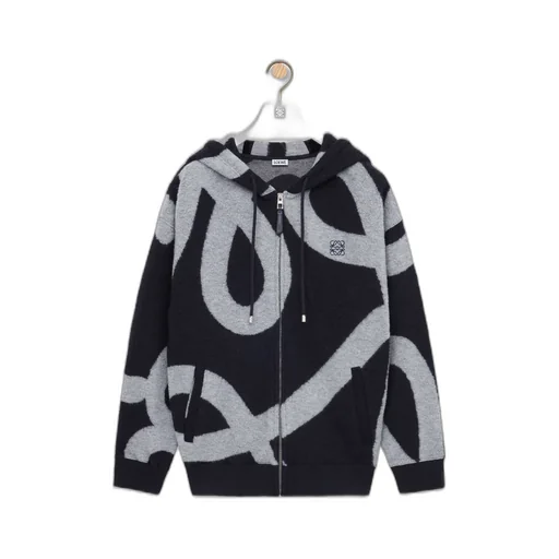 Zip-Up Hoodie In Wool And Cotton