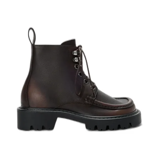 Sierra Combat Ankle Boot In Brushed-Off Calfskin