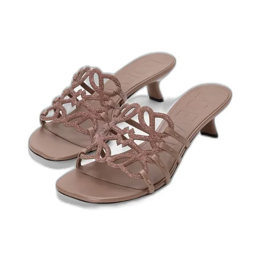 Petal Anagram Slide In Rhinestone-Embellished Suede