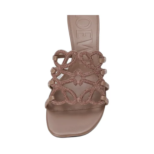 Petal Anagram Slide In Rhinestone-Embellished Suede