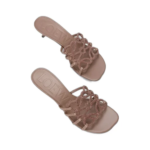 Petal Anagram Slide In Rhinestone-Embellished Suede