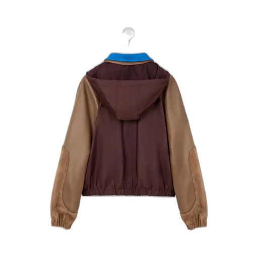 Bomber Jacket In Nylon, Nappa Lambskin And Suede Calfskin