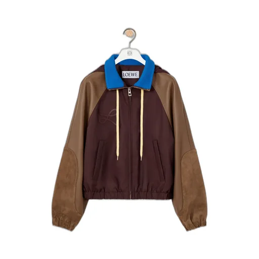 Bomber Jacket In Nylon, Nappa Lambskin And Suede Calfskin