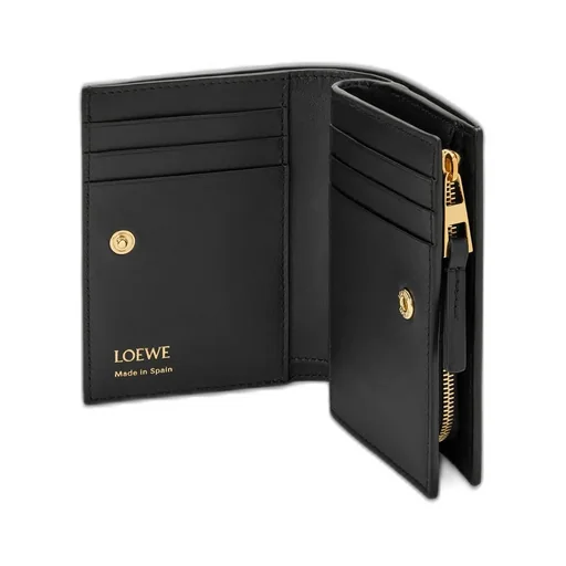 Duet Compact Wallet In Smooth And Grained Calfskin