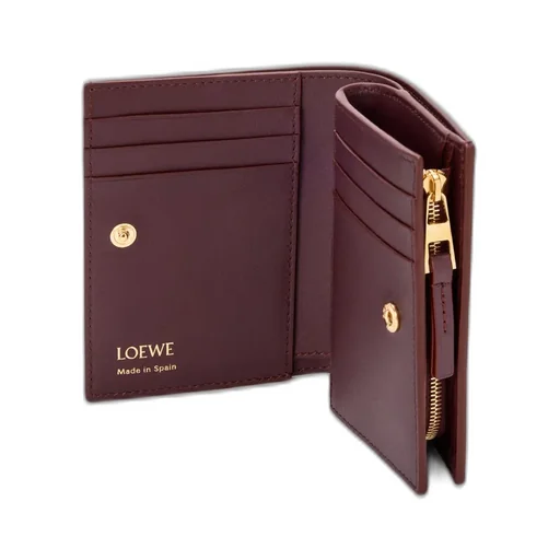 Duet Compact Wallet In Smooth And Grained Calfskin