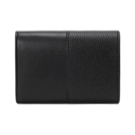 Small Vertical Wallet In Smooth And Grained Calfskin