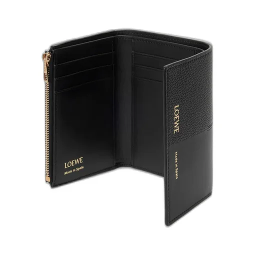 Small Vertical Wallet In Smooth And Grained Calfskin