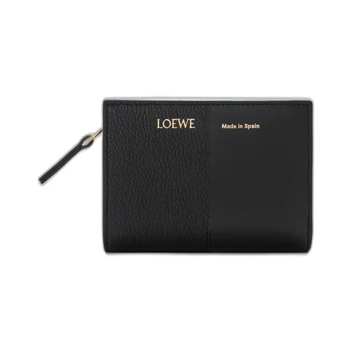 Duet Compact Wallet In Smooth And Grained Calfskin