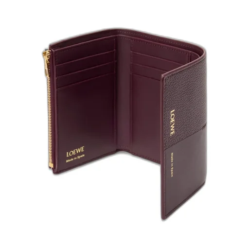 Small Vertical Wallet In Smooth And Grained Calfskin