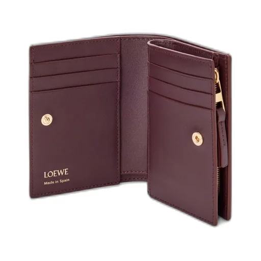 Duet Compact Wallet In Smooth And Grained Calfskin