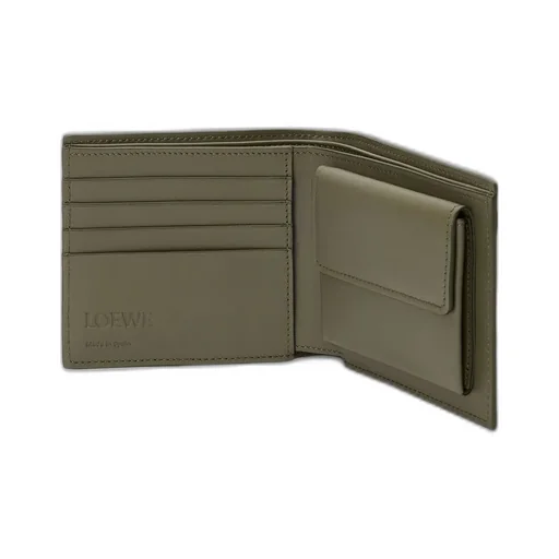 Bifold Coin Wallet In Soft Grained Calfskin