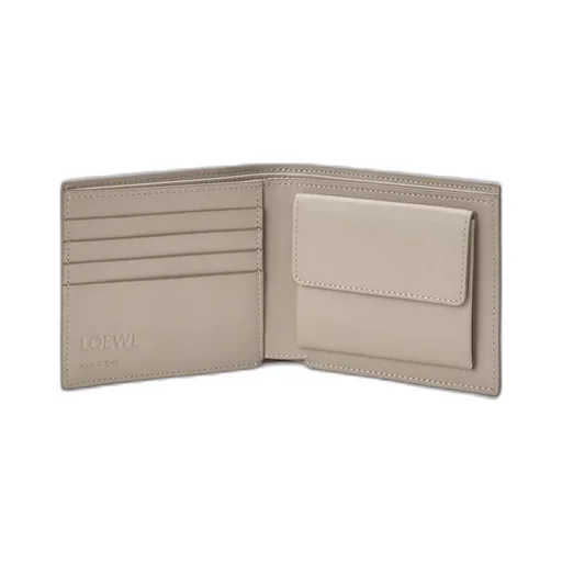 Bifold Coin Wallet In Soft Grained Calfskin