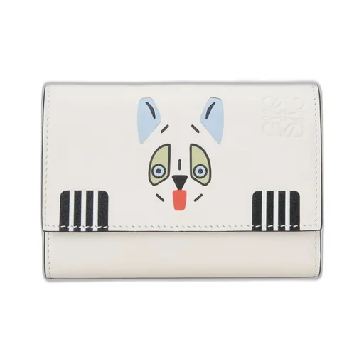 Futurist Cat Small Vertical Wallet In Classic Calfskin