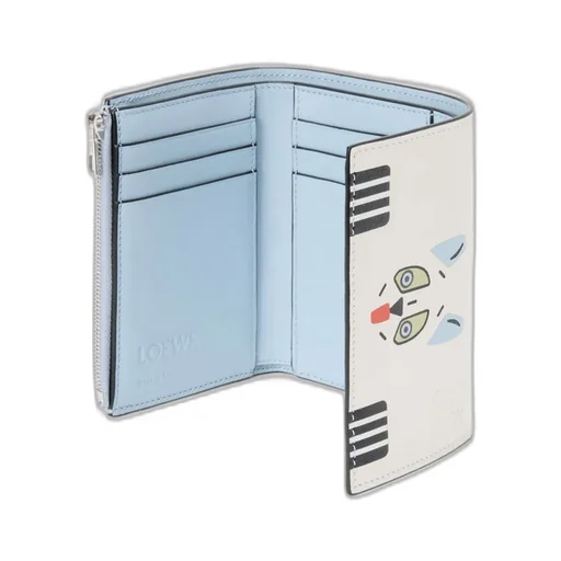 Futurist Cat Small Vertical Wallet In Classic Calfskin