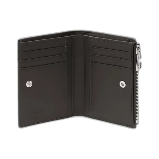Slim Compact Walllet In Textured Classic Calfskin