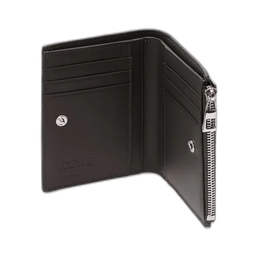 Slim Compact Walllet In Textured Classic Calfskin