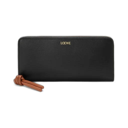 Knot Zip Around Wallet In Shiny Nappa Calfskin