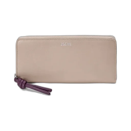 Knot Zip Around Wallet In Shiny Nappa Calfskin