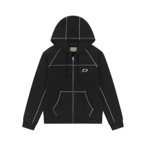Court Lines Zip Hoodie Black