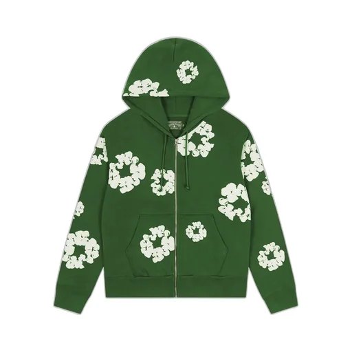 Cotton Wreath Zip Hoodie