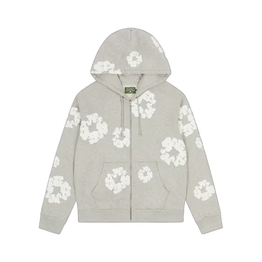 Cotton Wreath Zip Hoodie