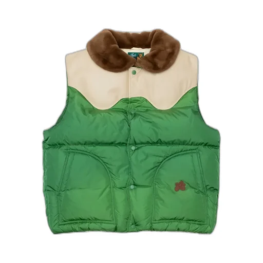 Leather Puffer Vest Lg