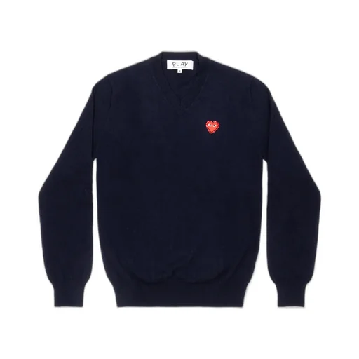 V-Neck Sweater With Red Medium Emblem X Red Rhinestone