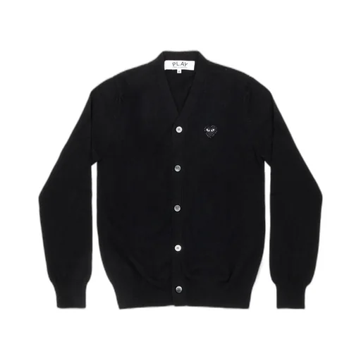 V-Neck Cardigan With Black Medium Emblem X Black Rhinestone