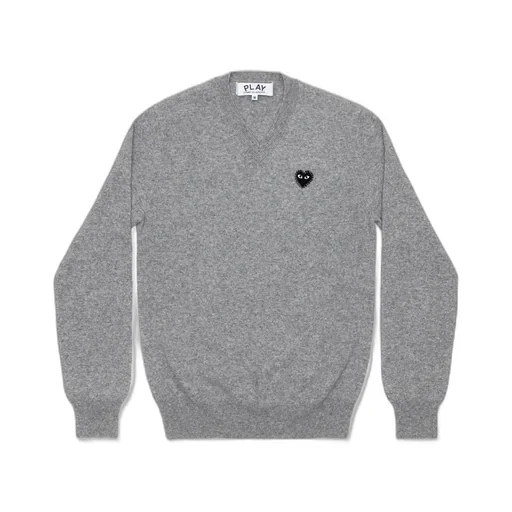 V-Neck Sweater With Black Medium Emblem X Black Rhinestone