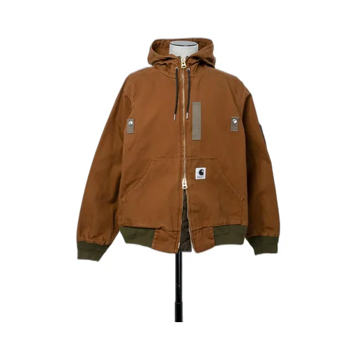 Sacai X Carhartt Wip Logo Patch Zip-Up Hooded Bomber Jacket